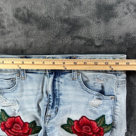 American Eagle Denim Jean Shorts Women 8 Rose Cut Off Hi-Rise Shortie Stretch - Picture 7 of 11